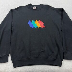 Vintage Fruit of the Loom Black Dog Graphic Sweatshirt Mens XL Made in USA 90s